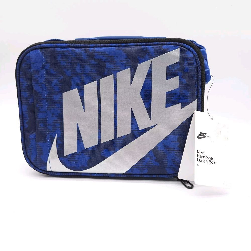 Nike Hardshell 4L Lunch‎ Box Game Royal Silver Handle School Cooler Bag Swoosh